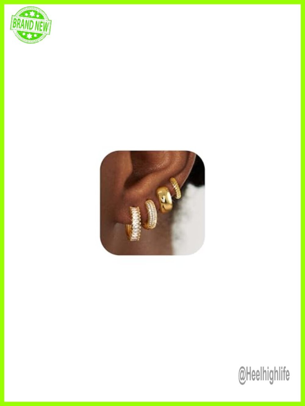 14K Gold Plated Hoop Earrings Set 4 Pairs Hypoallergenic Huggie